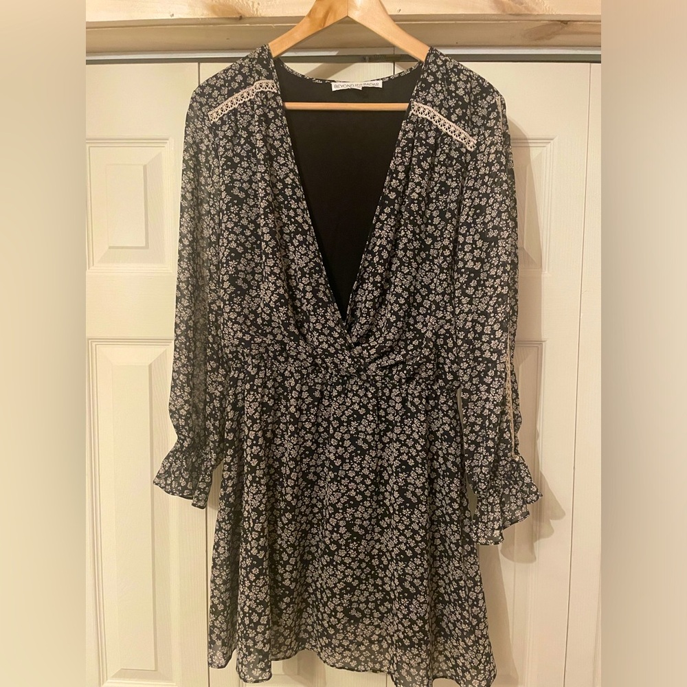 Black floral print western dressss